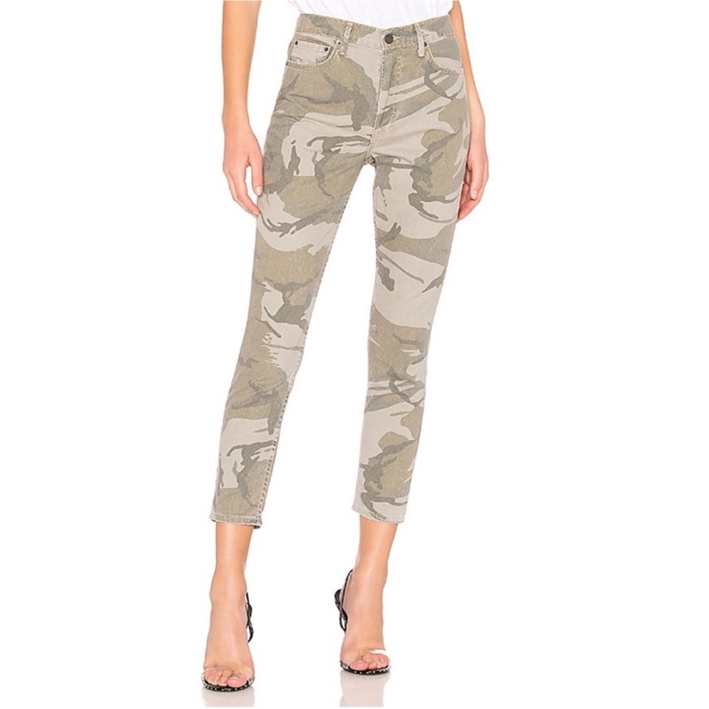 GRLFRND KAROLINA CROPPED renegade CAMO PRINT HIGH WAIST JEANS sz 26